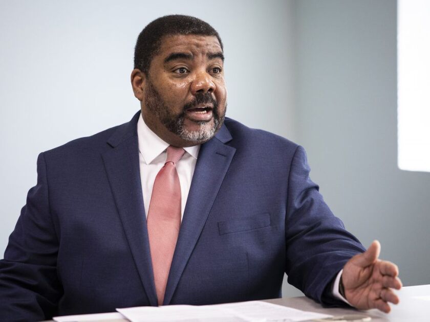 Illinois Department of Children and Family Services Acting Director Marc Smith discusses a review by the University of Chicago’s Chapin Hall policy research center of the DCFS Intact Family Services program, during a press event at DCFS, Monday morning, M