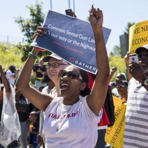 Demonstrators pour onto the Dan Ryan Expressway Saturday morning. | Ashlee Rezin/Sun-Times