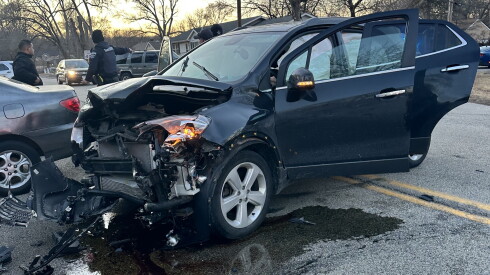 A 2015 Buick Encore is totaled after a driver crashed into it on March 1, 2025.