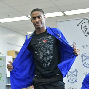 Phillips’ Fabian McCray shows off his NIU shirt. Worsom Robinson/For the Sun-Times.