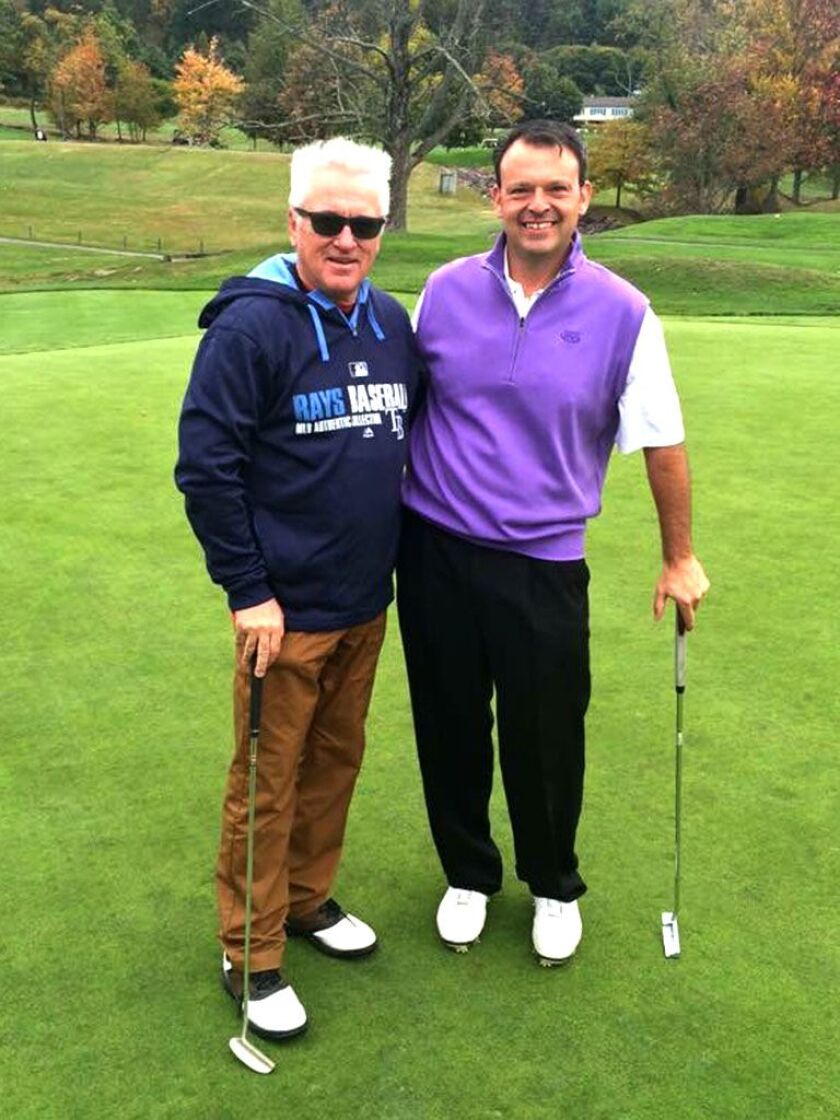 Hazleton native Rocco Cusat with Cubs Manager Joe Maddon. | Provided photo
