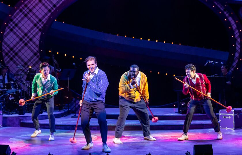 The cast of Drury Lane Theatre’s “Forever Plaid” includes (from left) Bryan Eng, Michael Ferraro, A.D. Weaver and Yando Lopez.