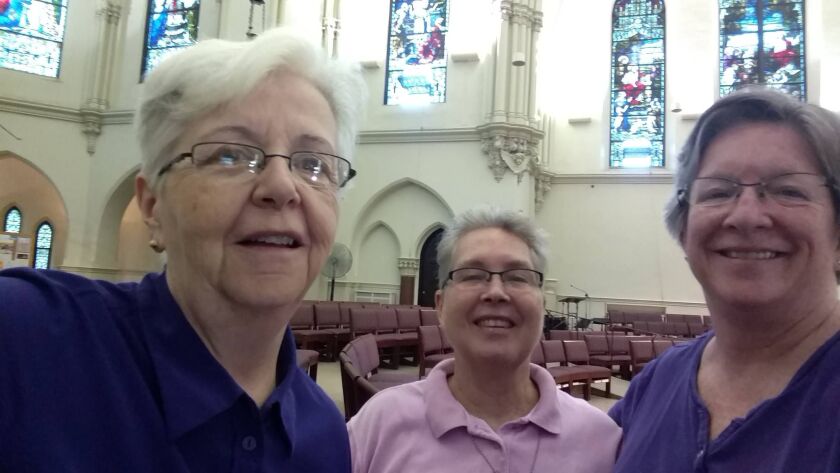 Marion Flynn, from left, Sister Christina Fuller and Eileen Heineman