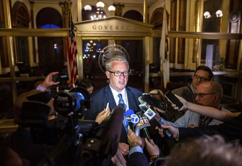 House Republican Leader Jim Durkin, R-Western Springs, speaks with the media last May. File Photo.