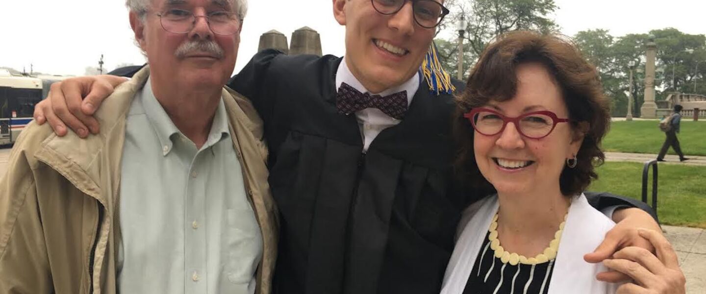Frank Zuccari and Maureen King at the high school graduation of Alex King.