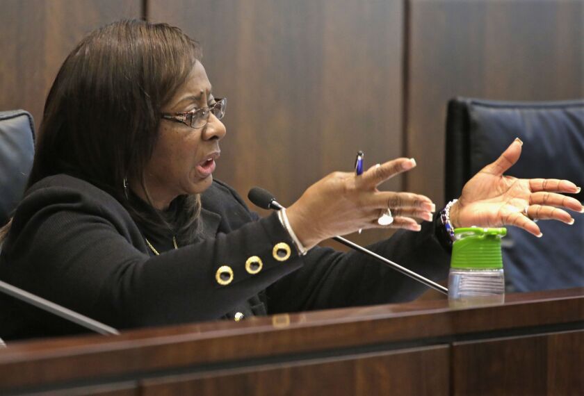 State Sen. Mattie Hunter speakers during a 2013 hearing held by the House Human Services Subcommittee.