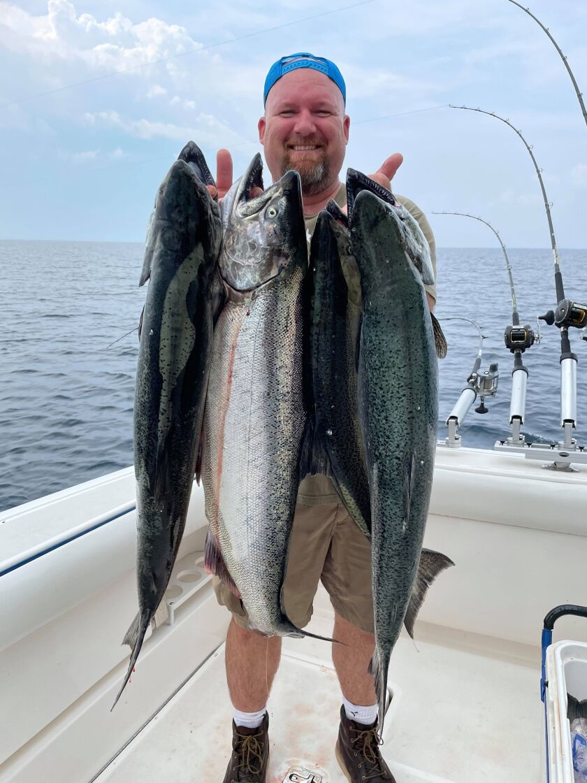 Andy Knapp with four big Chinook. Provided photo