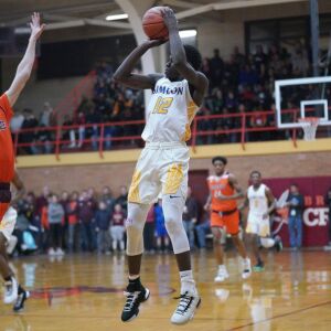 Simeon’s Ahamad Bynum (12) was on fire in the first half from the three point line, Friday 03-01-19. Worsom Robinson/For Sun-Times