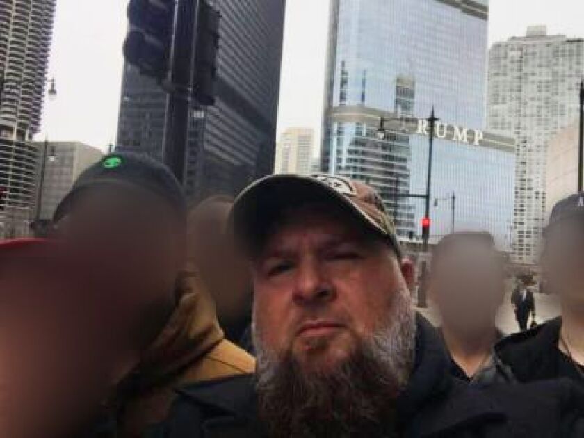 Brien James in front of Trump Tower on April 1, the day of the rally against Cook County State’s Attorney Kim Foxx. | Facebook