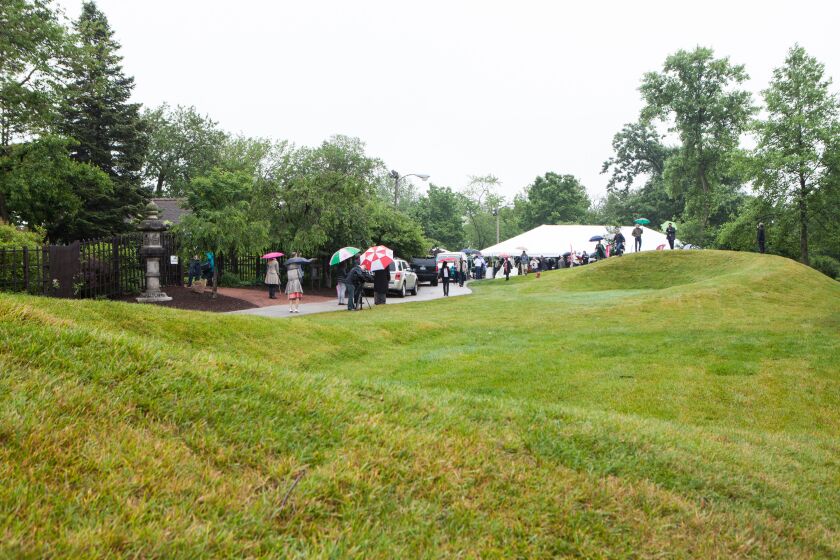 <small><strong>Yoko Ono’s artwork will be installed here, outside the Japanese Garden in Jackson Park, officials said. | James Foster / For Sun-Times Media</strong></small>
