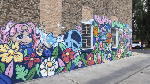 The mural by Diamond Galindo is on the side of the New Life Community Church near West Hirsch Street.