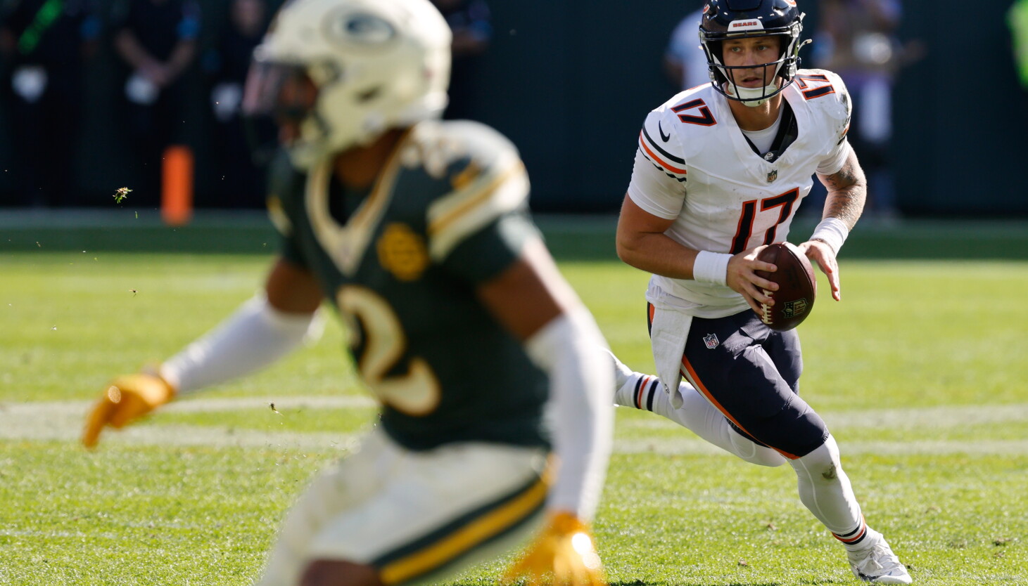 Flower Packer Factory Bears bench QB Tyson Bagent after two interceptions vs. Packers, then ...