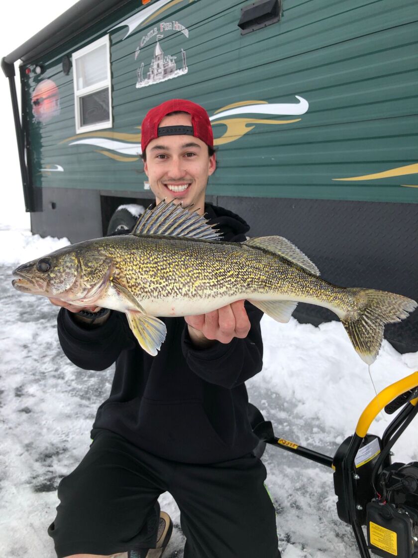 Tommy McGrath of Crystal Lake with a good walleye from Mille Lacs. Provided by McQuoid’s Inn