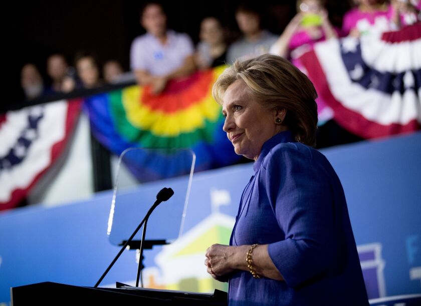 Democratic presidential candidate Hillary Clinton speaks at The Manor Complex in Wilton Manors, Fla. on Sunday. | Andrew Harnik/Associated Press