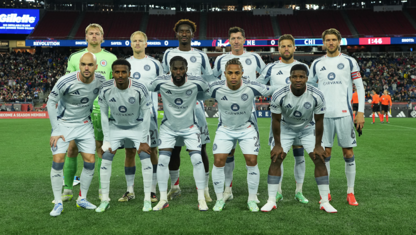 The Fire's Starting XI pose before the match Saturday against the Revolution.