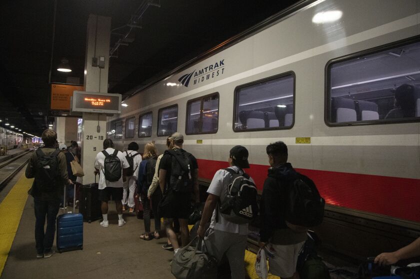 Amtrak passengers at Union Station on Tuesday, Sept. 13, 2022.