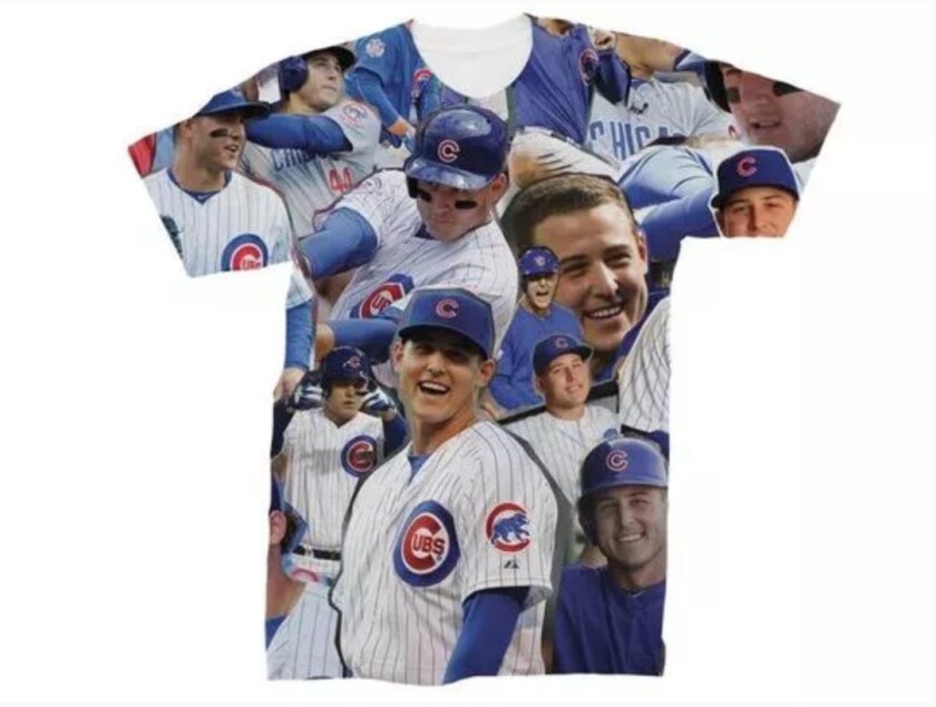 What’s better than a t-shirt with an Anthony Rizzo face on it? One that has 10 Rizzo faces on it. | Courtesy of Subliworks.