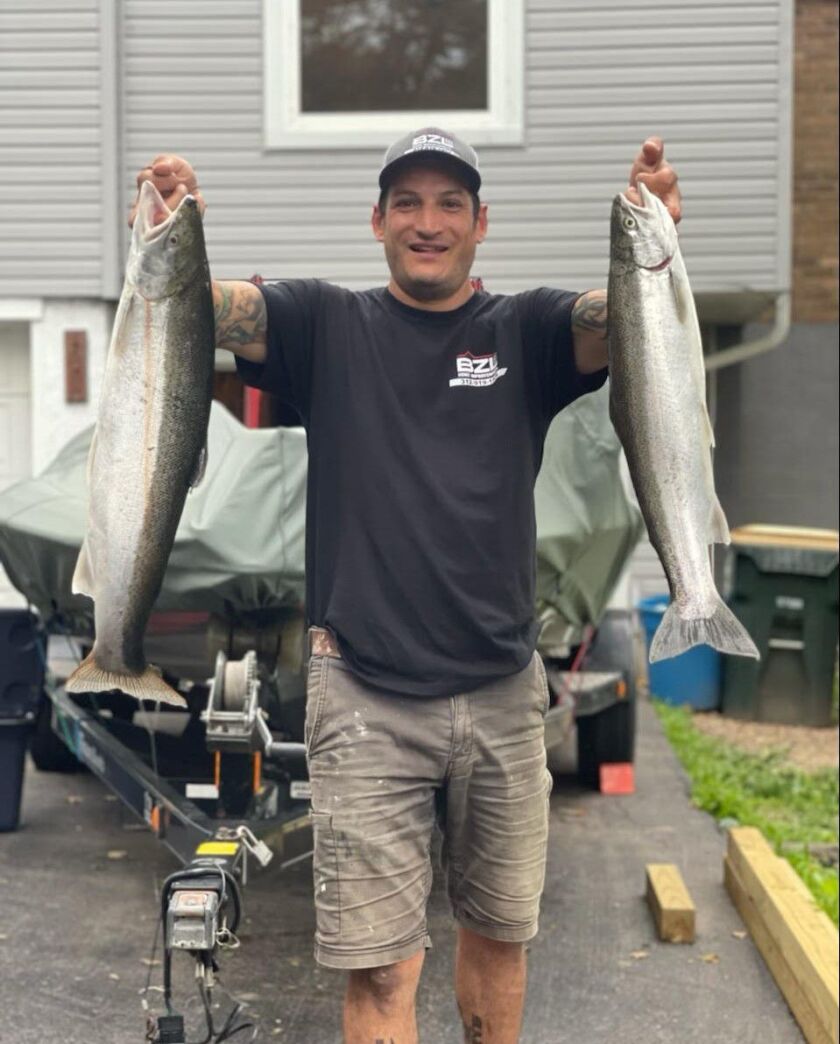 Bernard Ziller with the bounty of Lake Michigan. Provided by Dicky’s Bait Shop
