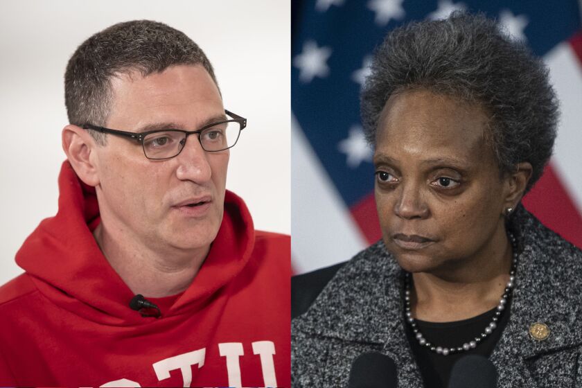 CTU President Jesse Sharkey and Mayor Lori Lightfoot.