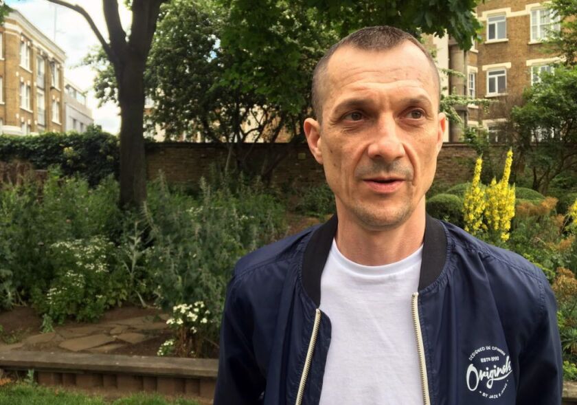 Gerard Vowls, a witness of the Saturday’s attack near London Bridge, is photographed in London, Sunday, June 4, 2017. From the chaos of the attack in central London, some people fought back against three armed men intent upon killing as many people as pos
