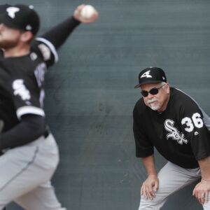 Chicago White Sox manager Rick Renteria watches during a spring training baseball workout Saturday, Feb. 16, 2019, in Glendale, Ariz. | Morry Gash/Associated Press