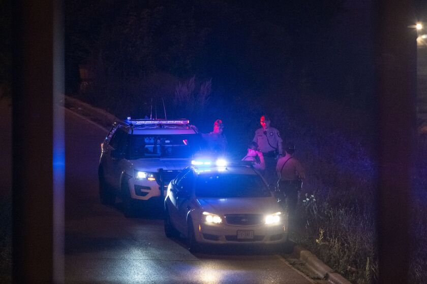 Illinois State Police work the scene where 3 people were shot, 1 fatally on I-290 near South Ashland Ave, Friday, Aug. 13, 2021.