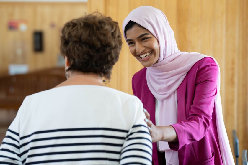 Palatine resident Nabeela Syed campaigns for an Illinois House seat in the northern suburbs. Syed 23, is challenging Republican state Rep. Chris Bos.
