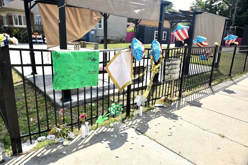 The scene at 75th Street and Stewart Avenue where two women were fatally wounded in a drive-by shooting July 26.