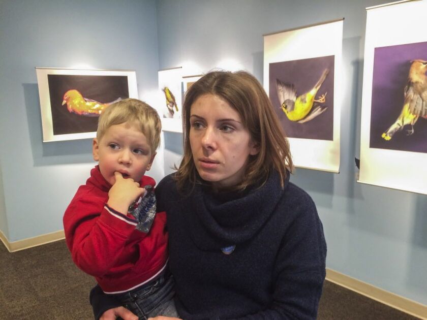 Anastasia Makarova and 2-year-old son, Egor, at the Peggy Notebaert Nature Museum. | Stefano Esposito/Sun-Times