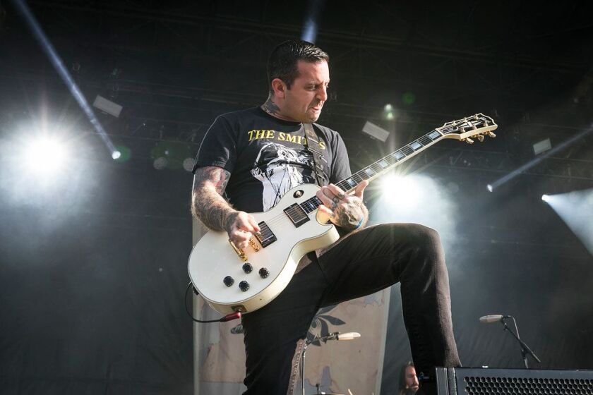 Anthony Raneri, of Bayside, performs on day two of Riot Fest in Douglas Park, Sept. 16, 2017. | Ashlee Rezin/Sun-Times
