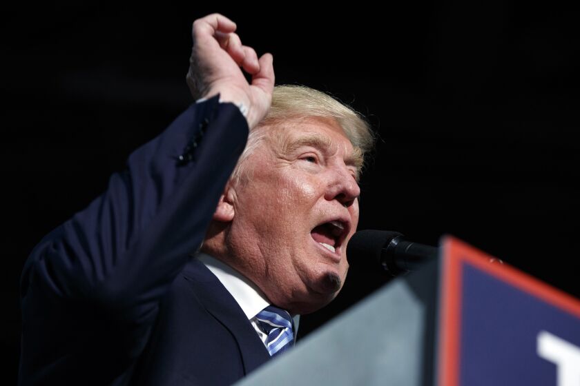 Republican presidential nominee Donald Trump speaks at a campaign rally in Charlotte, North Carolina, on Oct. 14, 2016. | Evan Vucci/AP