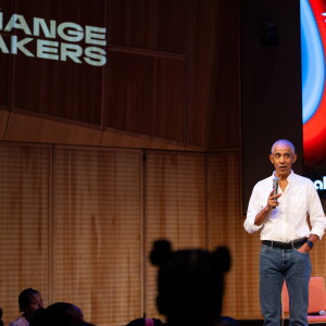 Former President Barak Obama surprises a group of high school freshman girls Friday during the WNBA Changemaker Day at the Obama Presidential Center in Jackson Park on the South Side.