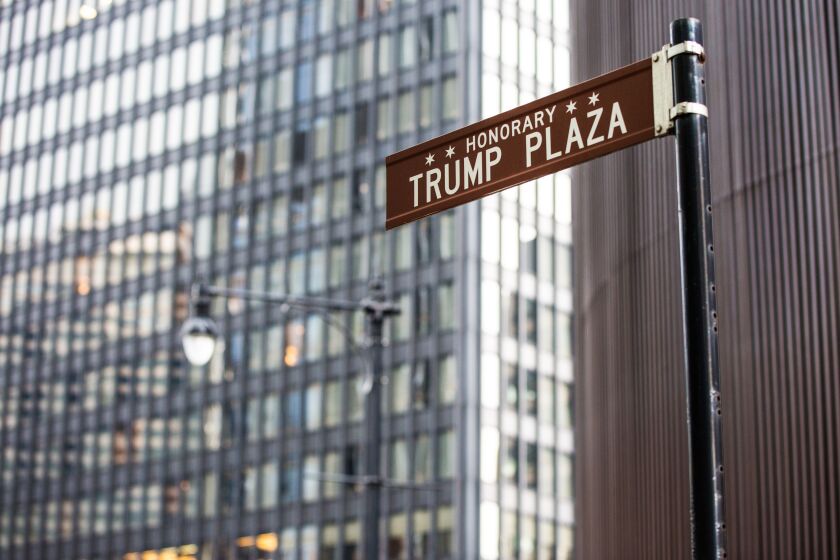 An honorary Trump Plaza street sign became a flashpoint for protests against Donald Trump last year, and the Chicago City Council voted to remove the signs on Wabash Street. Proposed changes in the honorary street sign ordinance would end the practice of