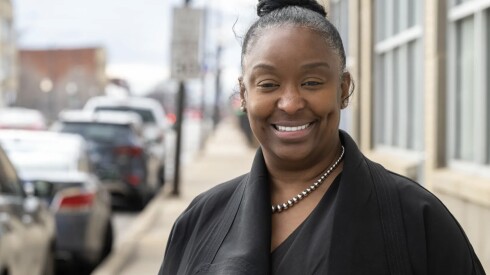 Ald. Monique Scott (24th) stands outside of her ward office on the West Side.