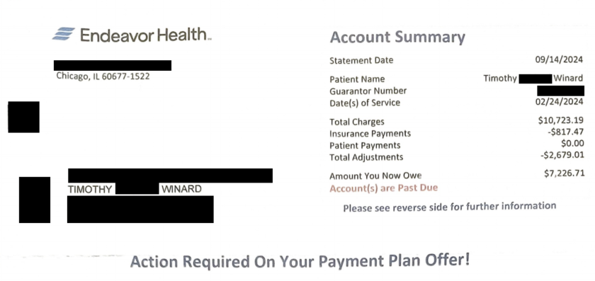 Tim Winard's colonoscopy bill.