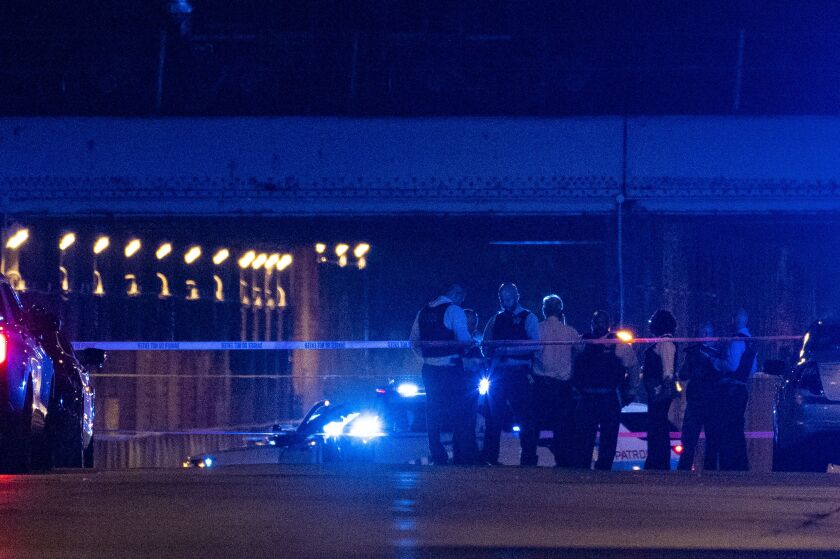 Chicago police work the scene where Officer Ella French was fatally shot and Officer Carlos Yanez Jr. was critically wounded earlier this month. Both were shot during a traffic stop in the 6300 block of South Bell Avenue in West Englewood on Saturday, Aug. 7, 2021.