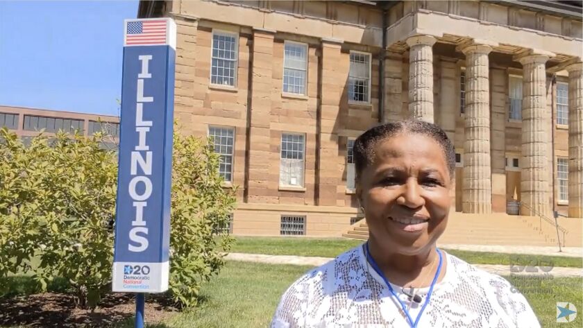 Carol Moseley Braun represents Illinois to nominate Joe Biden during Tuesday night’s roll call vote.