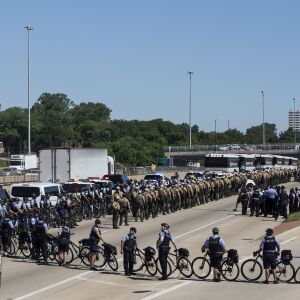 Chicago police and Illinois State Police prepare for the march. | Ashlee Rezin/Sun-Times