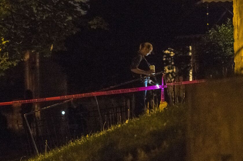 Police investigate multiple people shot, one fatally Monday night in the 12300 block of South Yale in Chicago. | Tyler LaRiviere/Sun-Times