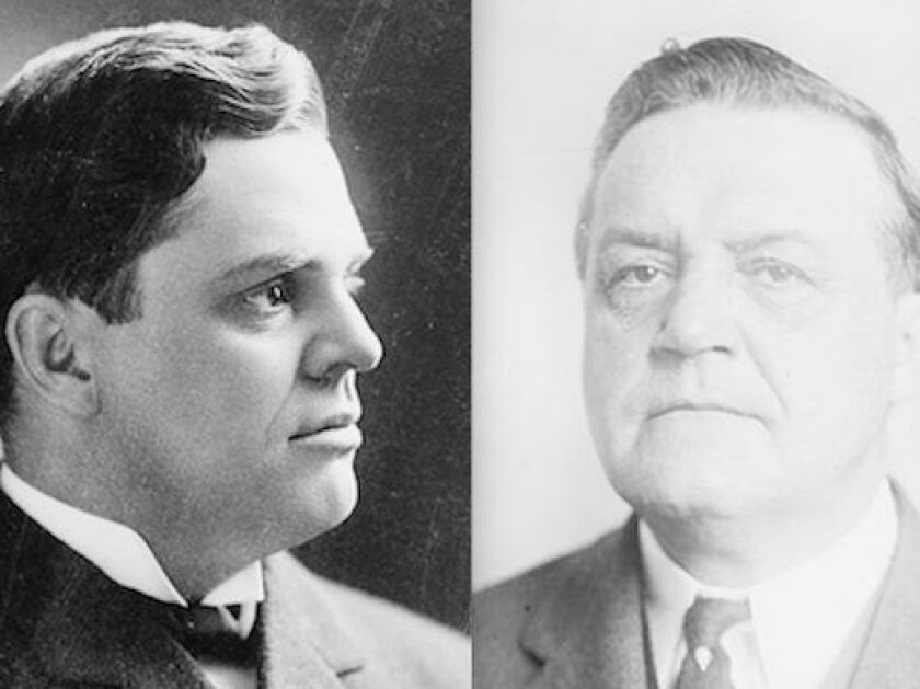 Gov. Charles S. Deneen, left, and Frank Funk, right. Library of Congress photos.