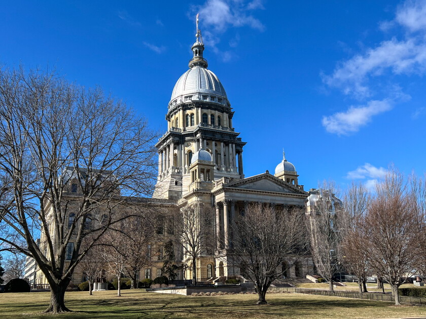 The Illinois Capitol in Springfield. Illinois is facing a $3.2 billion deficit in fiscal year 2026 and a possible cut of Medicaid expansion.