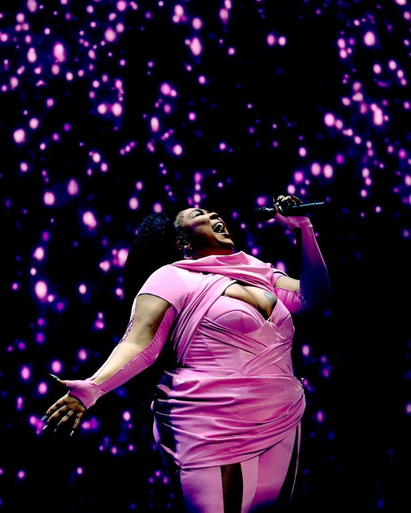 Lizzo performs onstage at the 2022 MTV VMAs on Aug. 28, in Newark, New Jersey. 