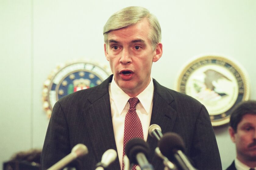 U.S. Attorney Jim Burns at a March 1996 press conference.