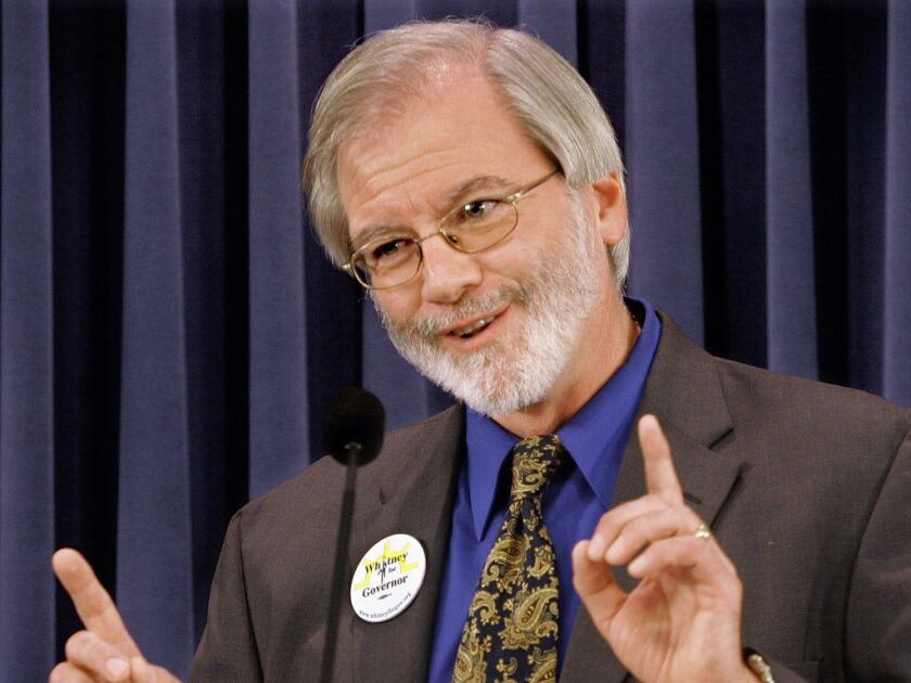 Illinois gubernatorial Green Party candidate Rich Whitney speaks at a news conference at the Illinois State Capitol in Springfield in this Sept. 25, 2006 file photo. (AP Photo/Seth Perlman)