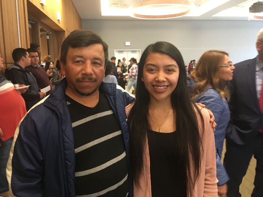 Glenda Flores and her father Daniel Flores. Glenda Flores, 19, is a recipient of the Chicago Star Scholarship. | Provided
