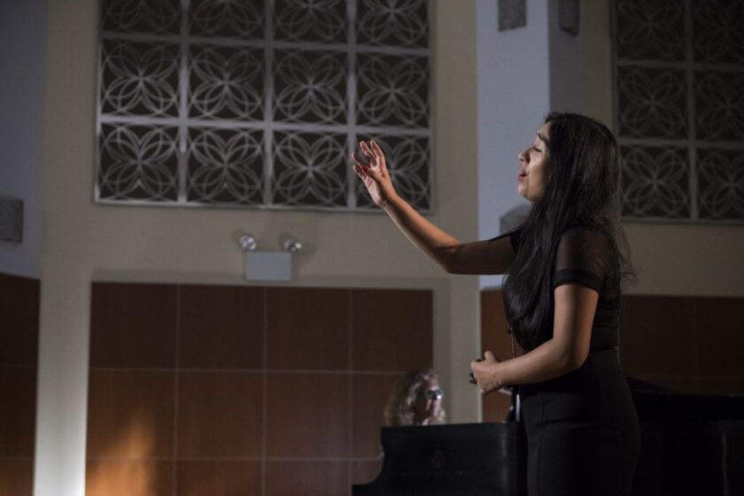 Daniela Reyes rehearses a series of vocal selections at the Merit School of Music on August 21, 2018. | Rick Majewski/For the Sun-Times