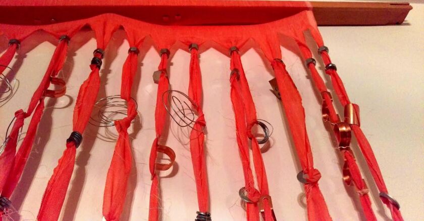 A piece of the textiles artist Yasmin Ali will use for her installation accompanying the Bow & Hammer performance of Bartok’s “Sonata for Violin and Piano, No. 2.” | SUPPLIED PHOTO