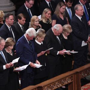 (L-R) Former US President George W. Bush, former First Lady Laura Bush, former US President Bill Clinton, former First Lady Hillary Clinton, former Vice President Dick Cheney, Lynne Cheney and former US Vice President Al Gore attend a memorial service for