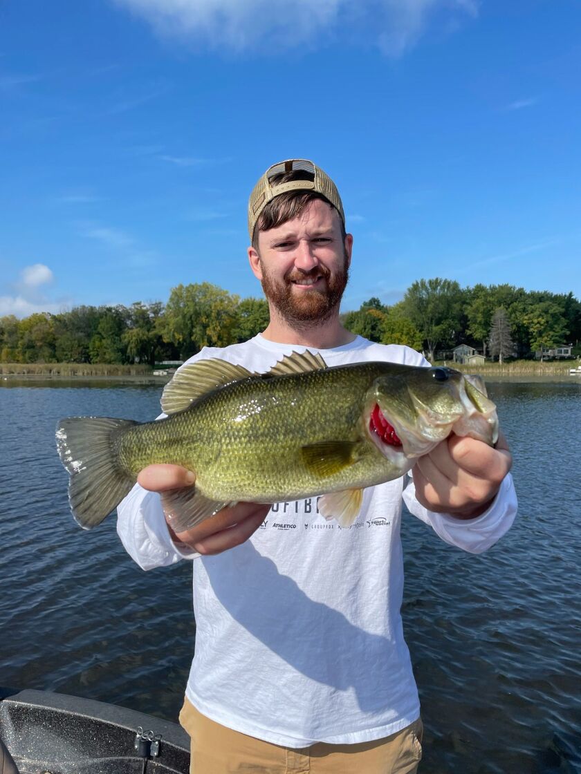 Chicagoan Marty Schechtel with a largemouth bass from Fox Lake in Wisconsin. Provided by Mike Norris